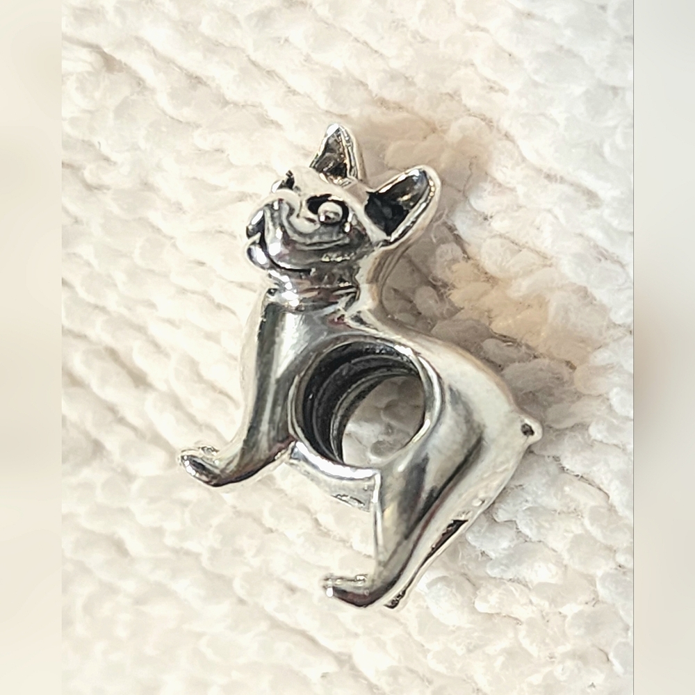 CUTE FRENCH BULLDOG BEAD STERLING SILVER